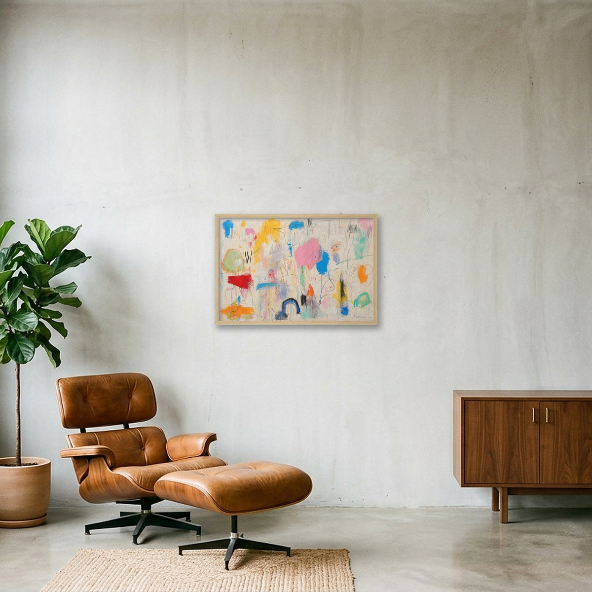 I Saw It First by Meta Noia, 60 × 40 cm limited edition Giclée print in an oak frame in a contemporary interior