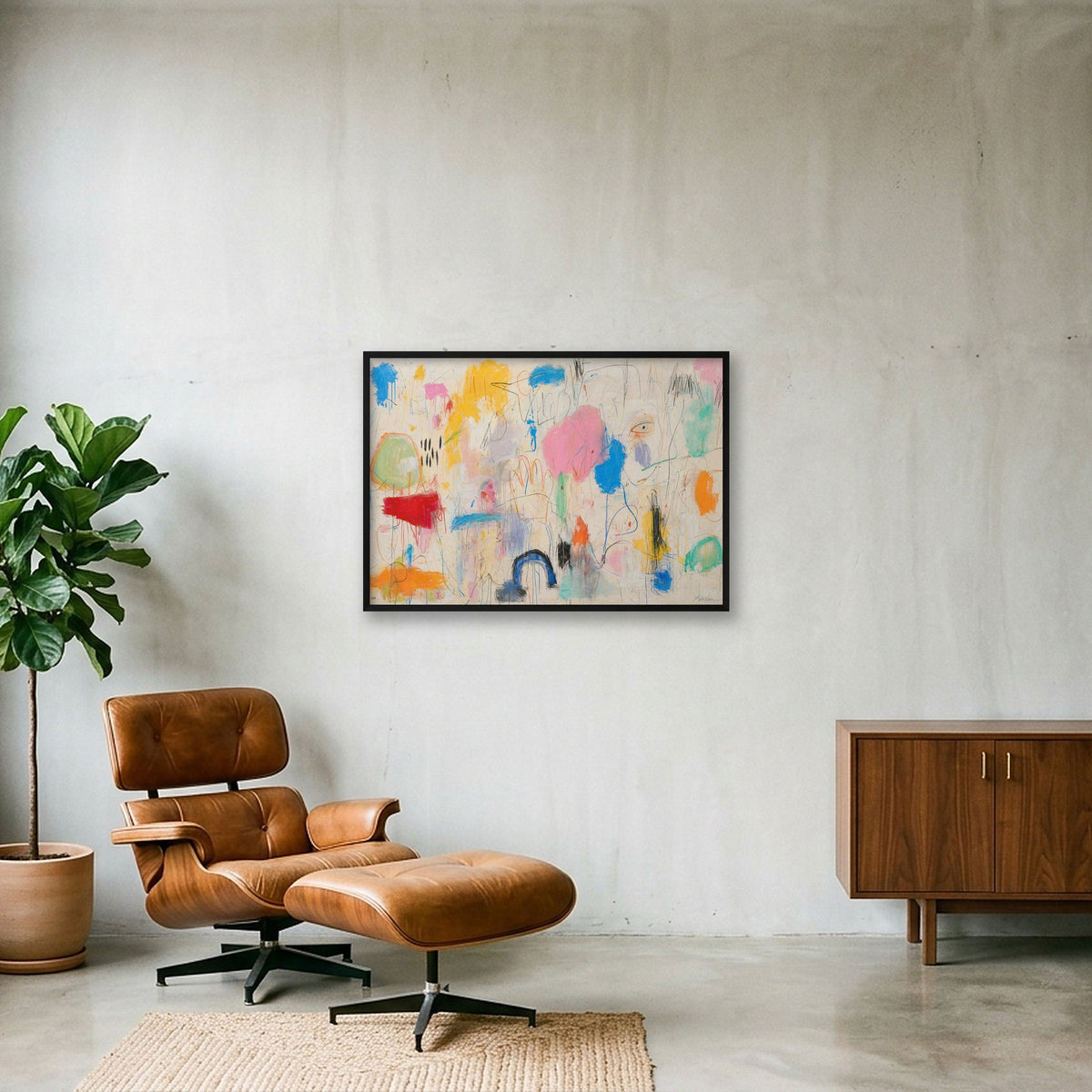 I Saw It First by Meta Noia, 100 × 70 cm limited edition Giclée print in a black frame in a contemporary interior