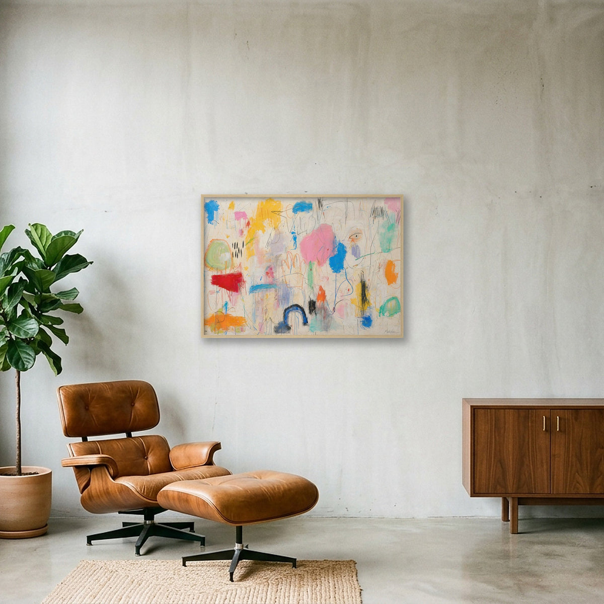 I Saw It First by Meta Noia, 100 × 70 cm limited edition Giclée print in an oak frame in a contemporary interior