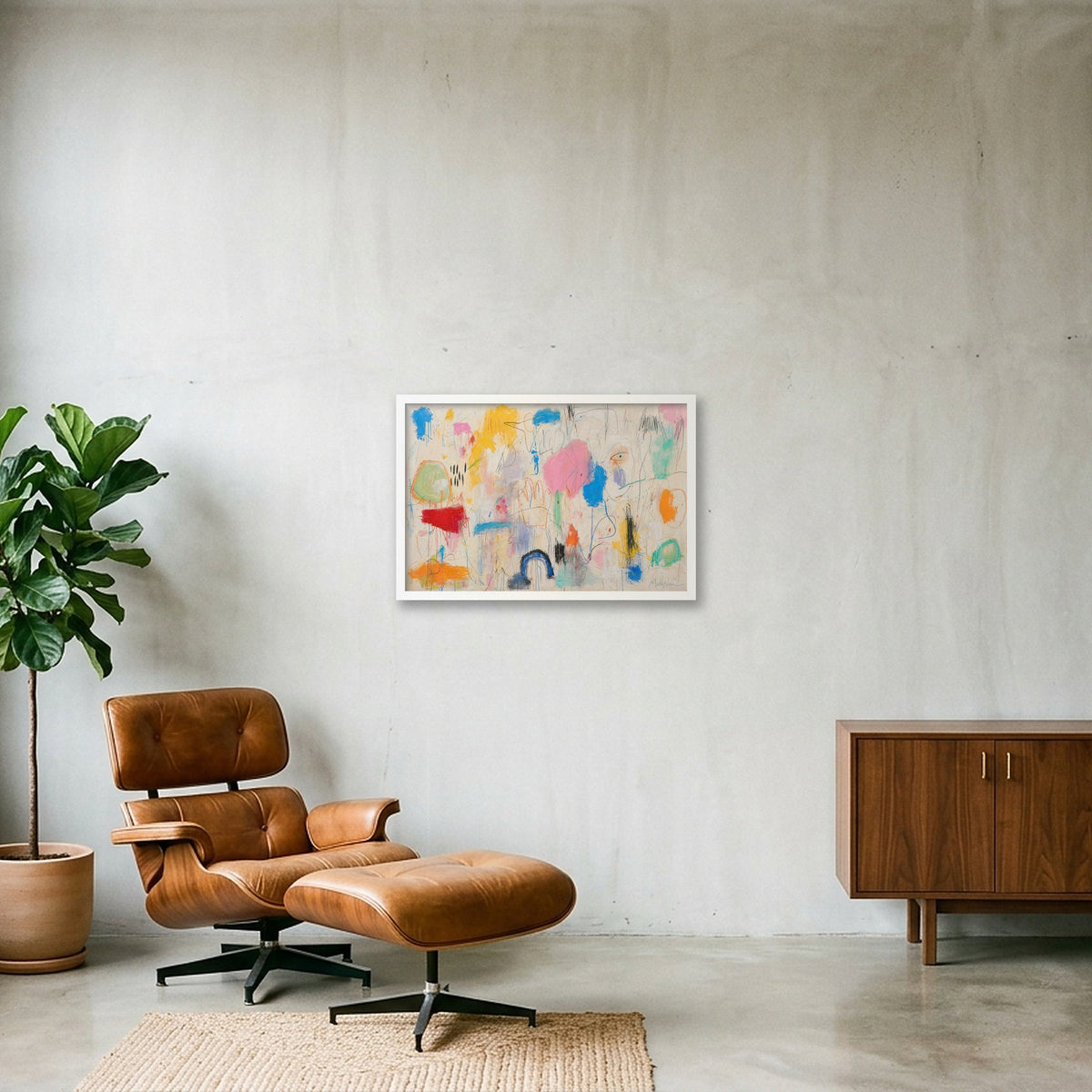 I Saw It First by Meta Noia, 60 × 40 cm limited edition Giclée print in a white frame in a contemporary interior