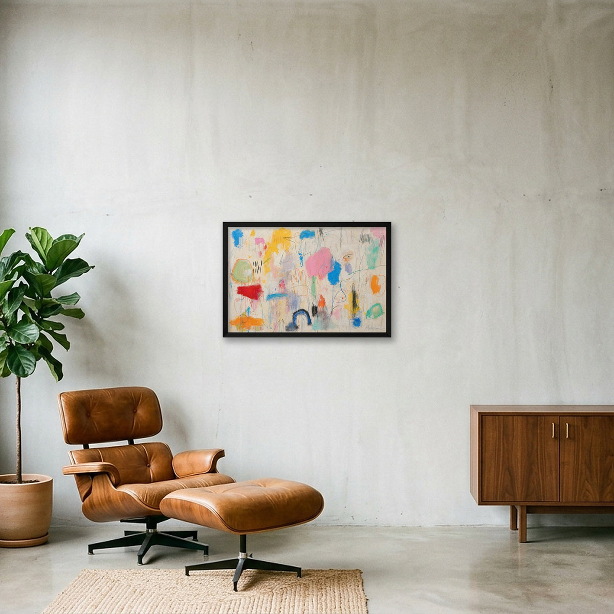 I Saw It First by Meta Noia, 60 × 40 cm limited edition Giclée print in a black frame in a contemporary interior